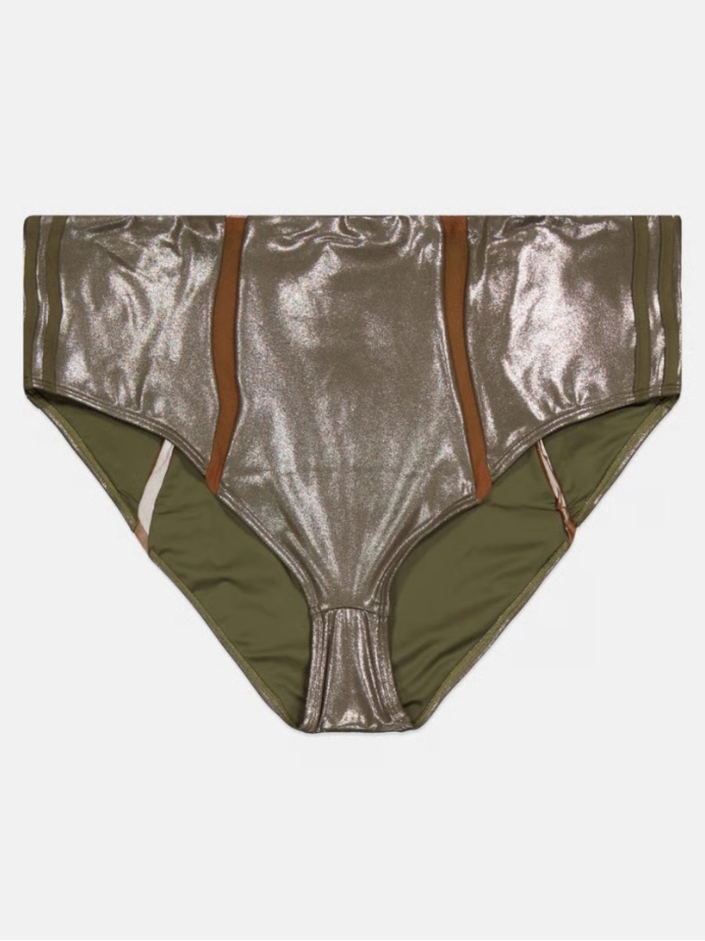 adidas X IVY park Metallic Olive High-Waist Bikini Bottom with Bronze Trim